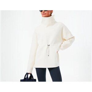 Varley Womens Sz M Barton Eggnog Sweater With Adjustable Waist & Funnel Neck